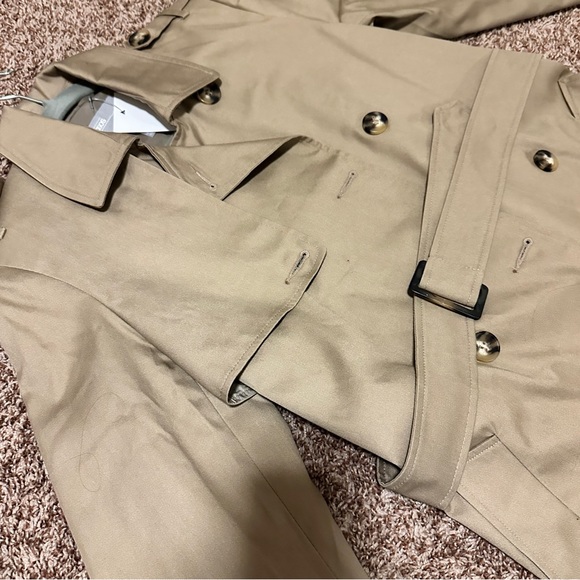 ASOS NEW CREAM TANNED TRENCH COAT SIZE 4 WITH BELT AND SIDED POCKETS - Picture 4 of 12